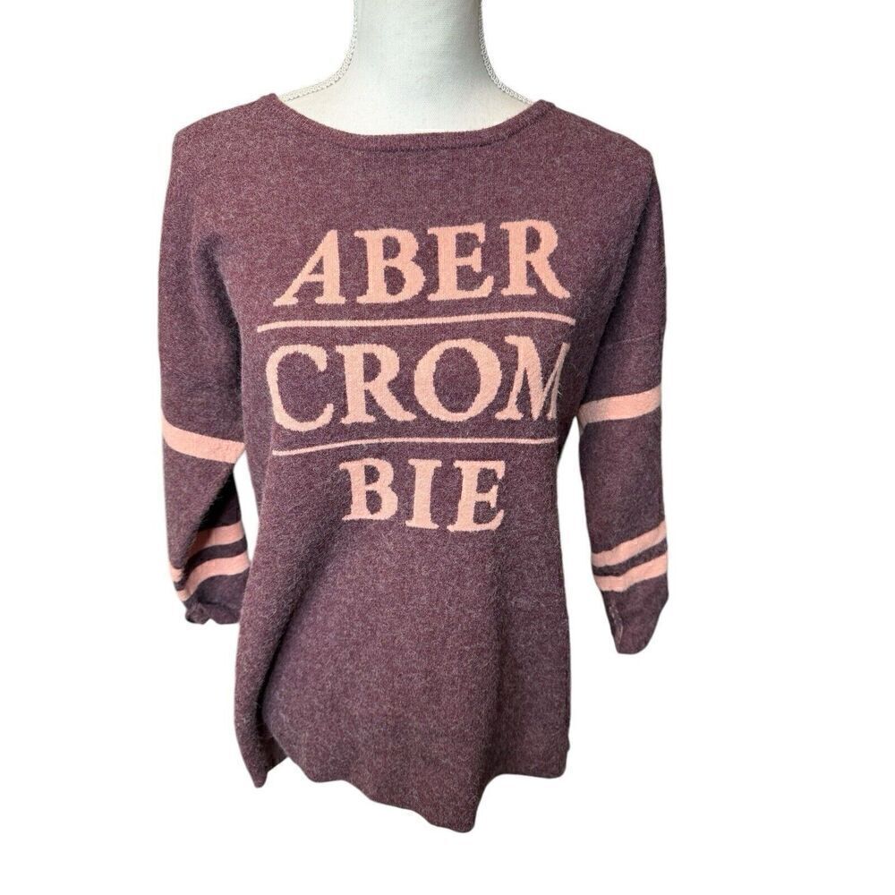 Abercrombie & Fitch Pink Logo Pullover Sweater Y2K Size S